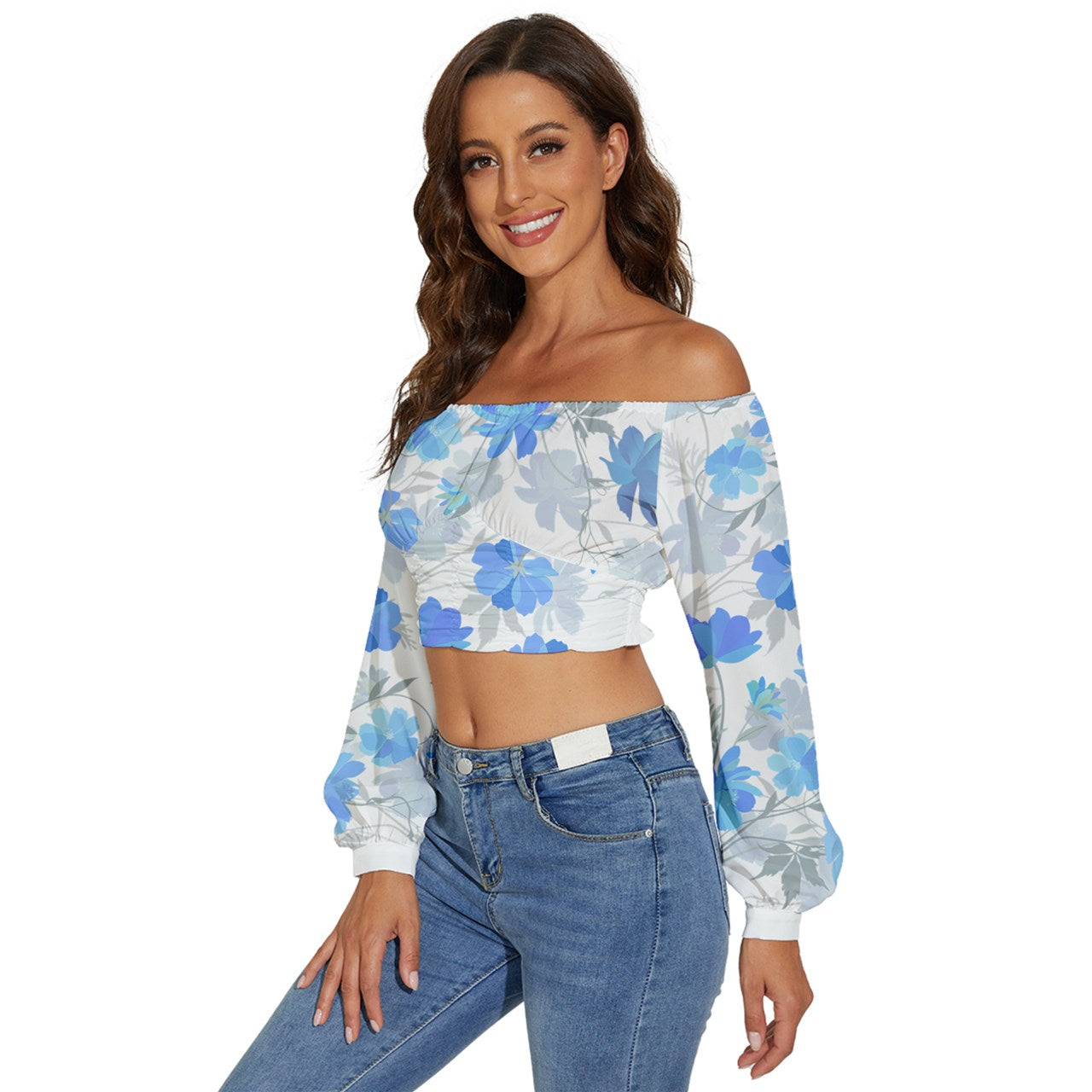 Blue Flowers Crop Top