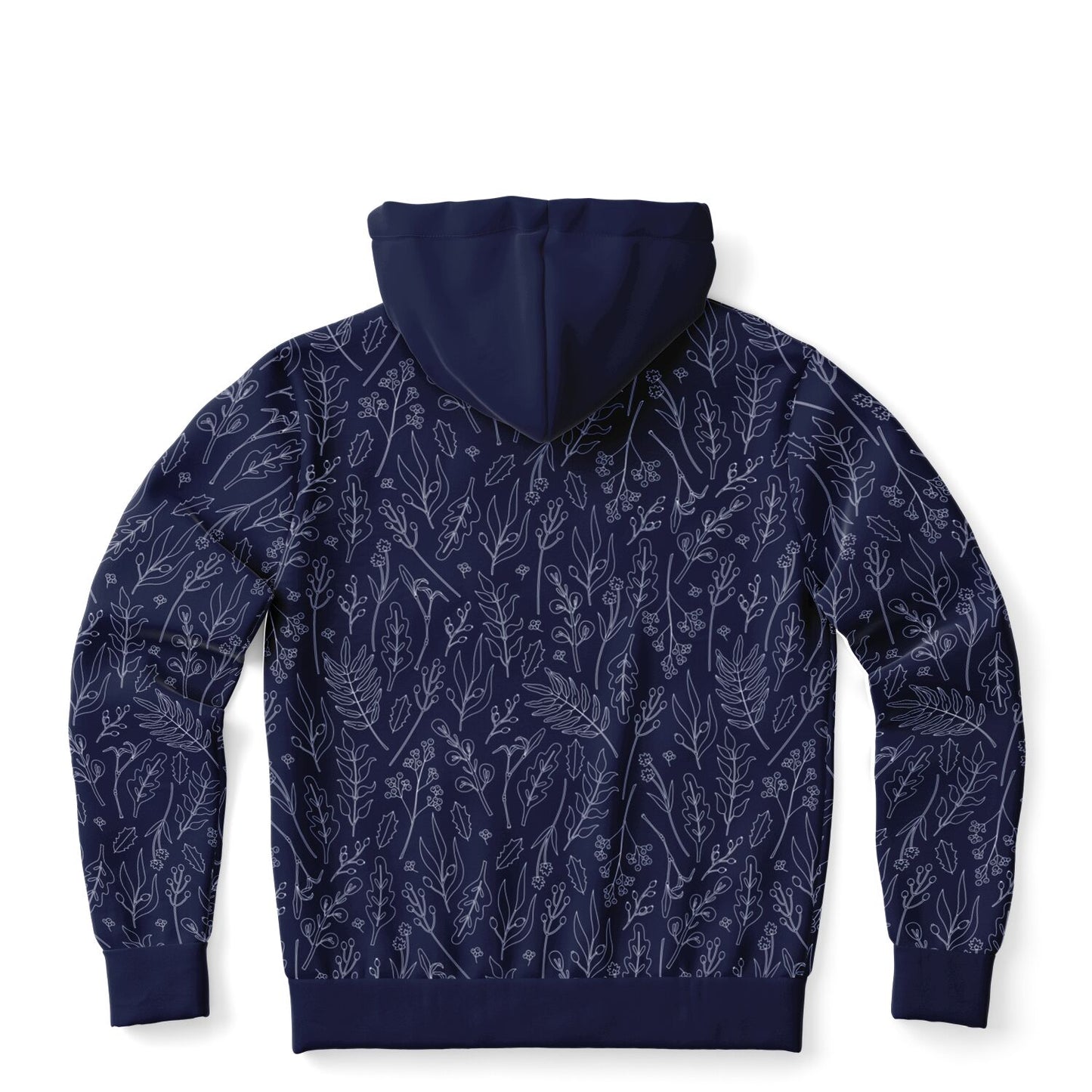 Blue Silver leaves Zip Hoodie