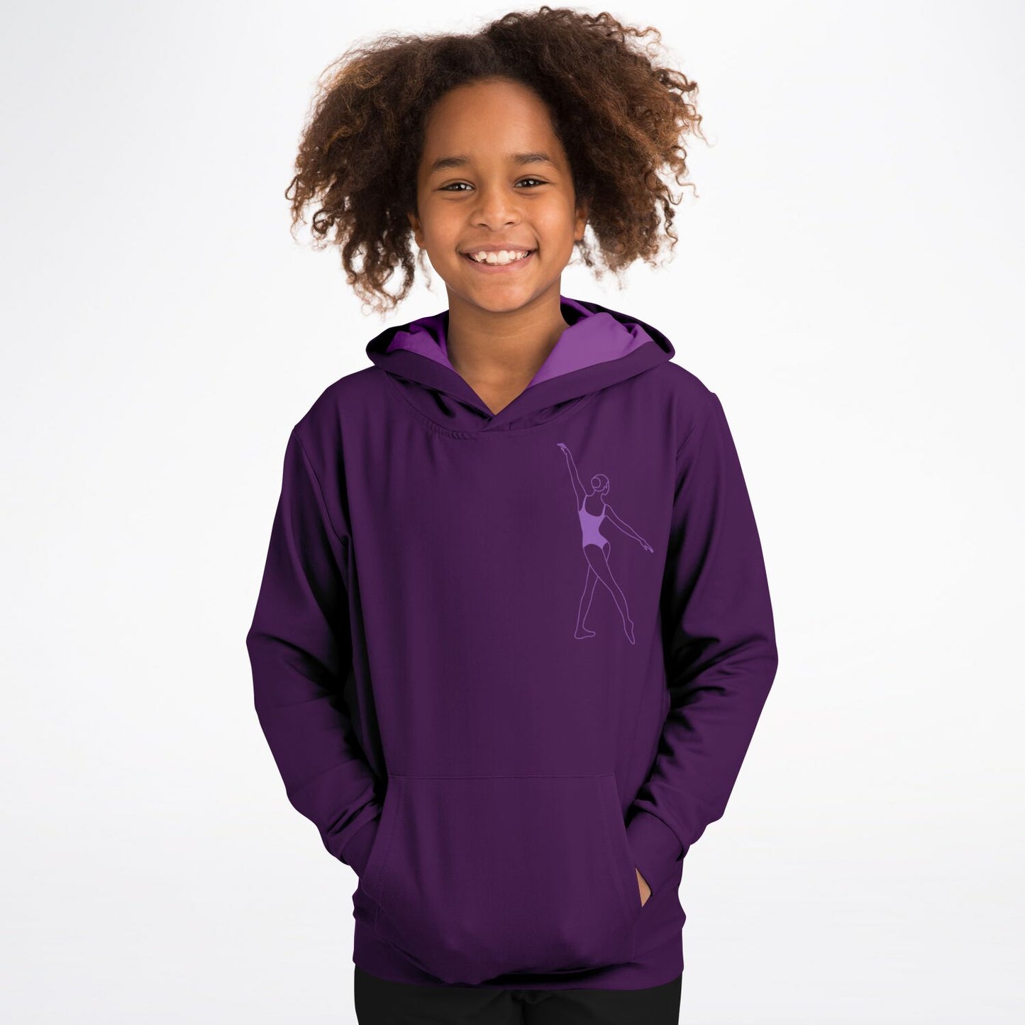 Purple Gymnast Girl Kids Hoodie