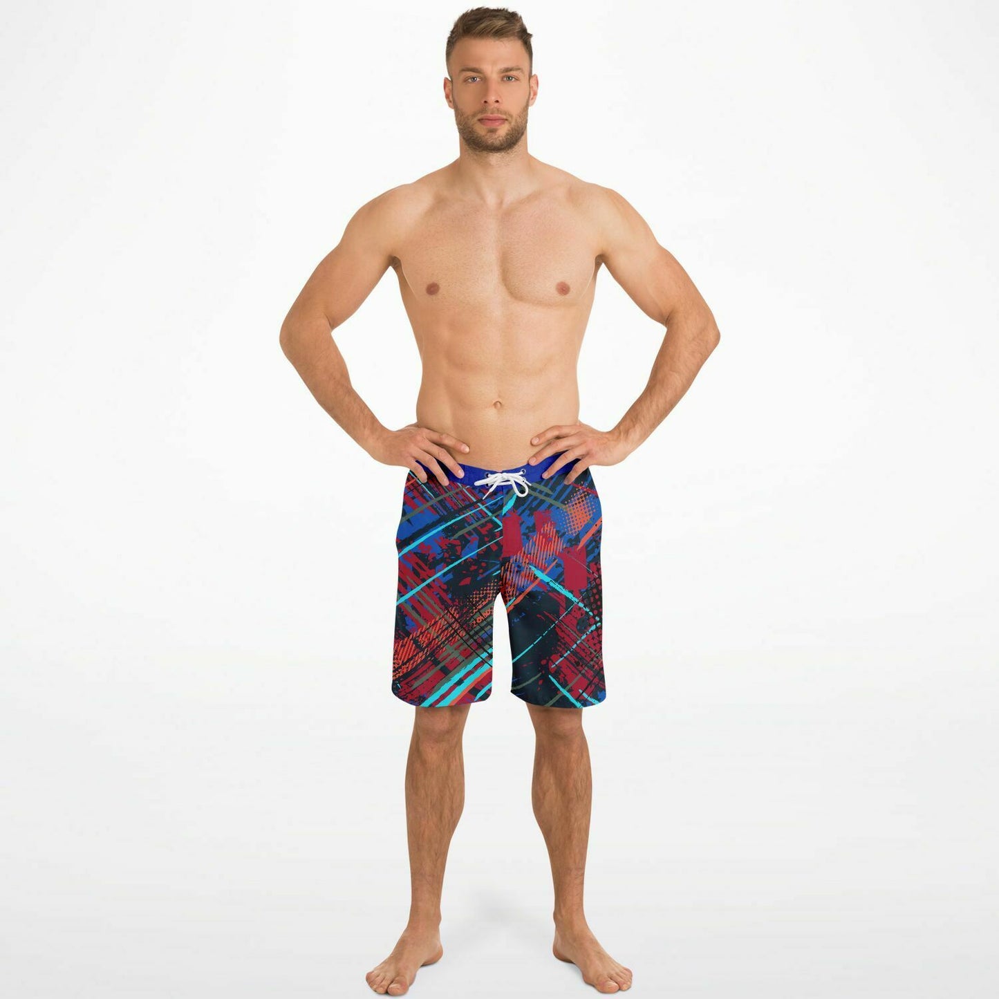 Abstract Red-Blue Men's Board Shorts