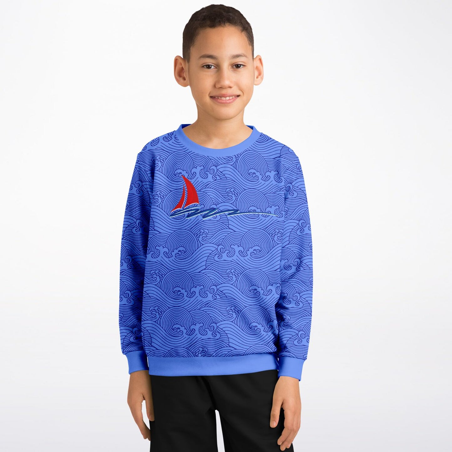 Waves and Ship Kids Poly Swearshirt