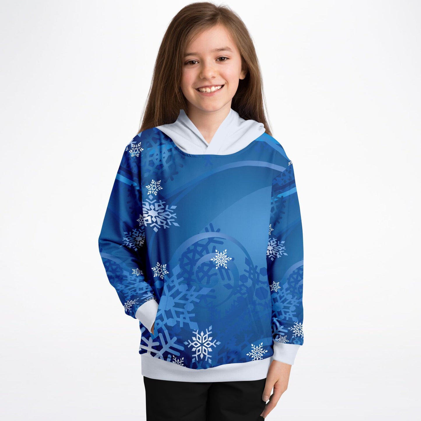 Blue Snowflakes Kids Hoodie 2