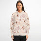 Pale Pink Leaves Zip Hoodie