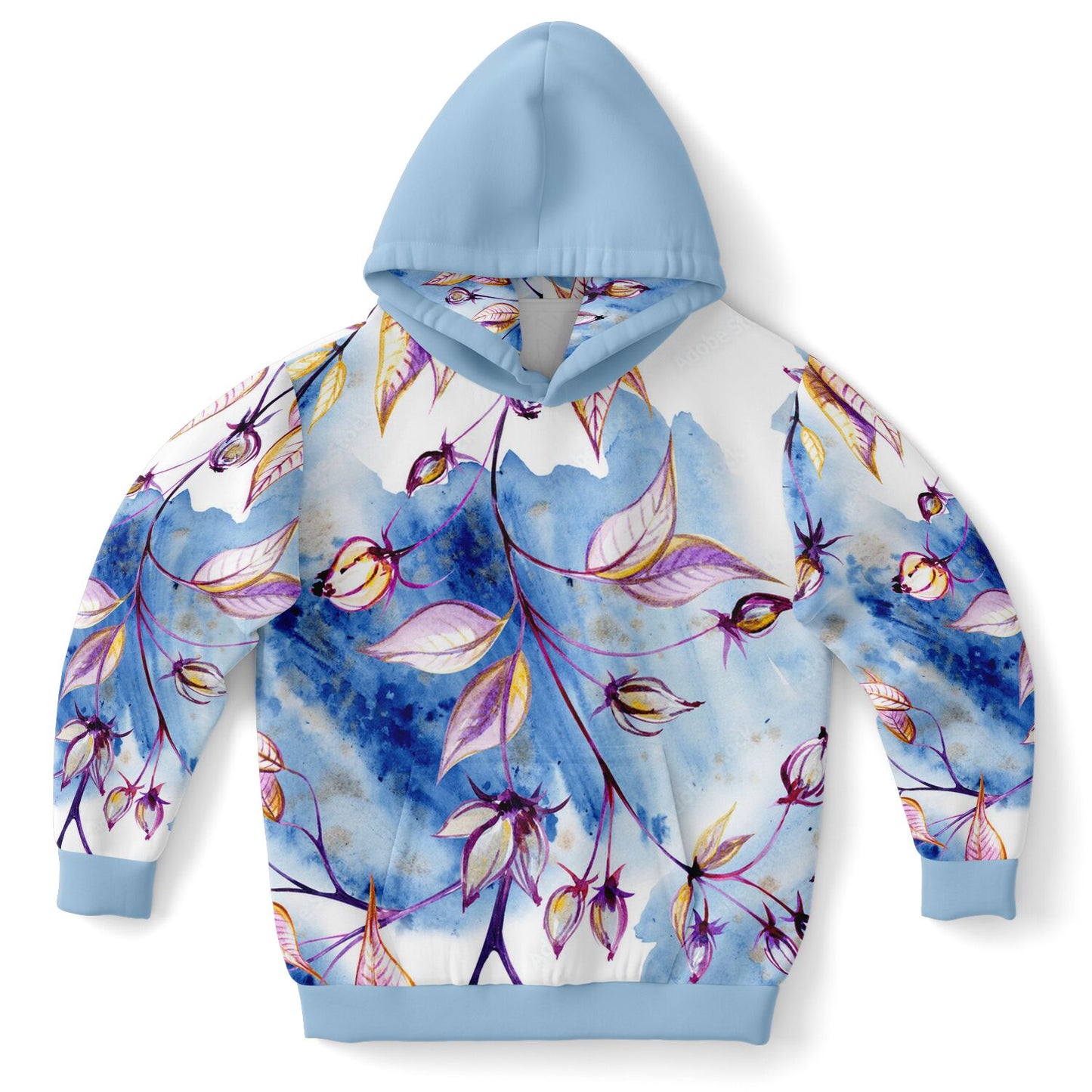 Blue Leaves Bright Kids Hoodie