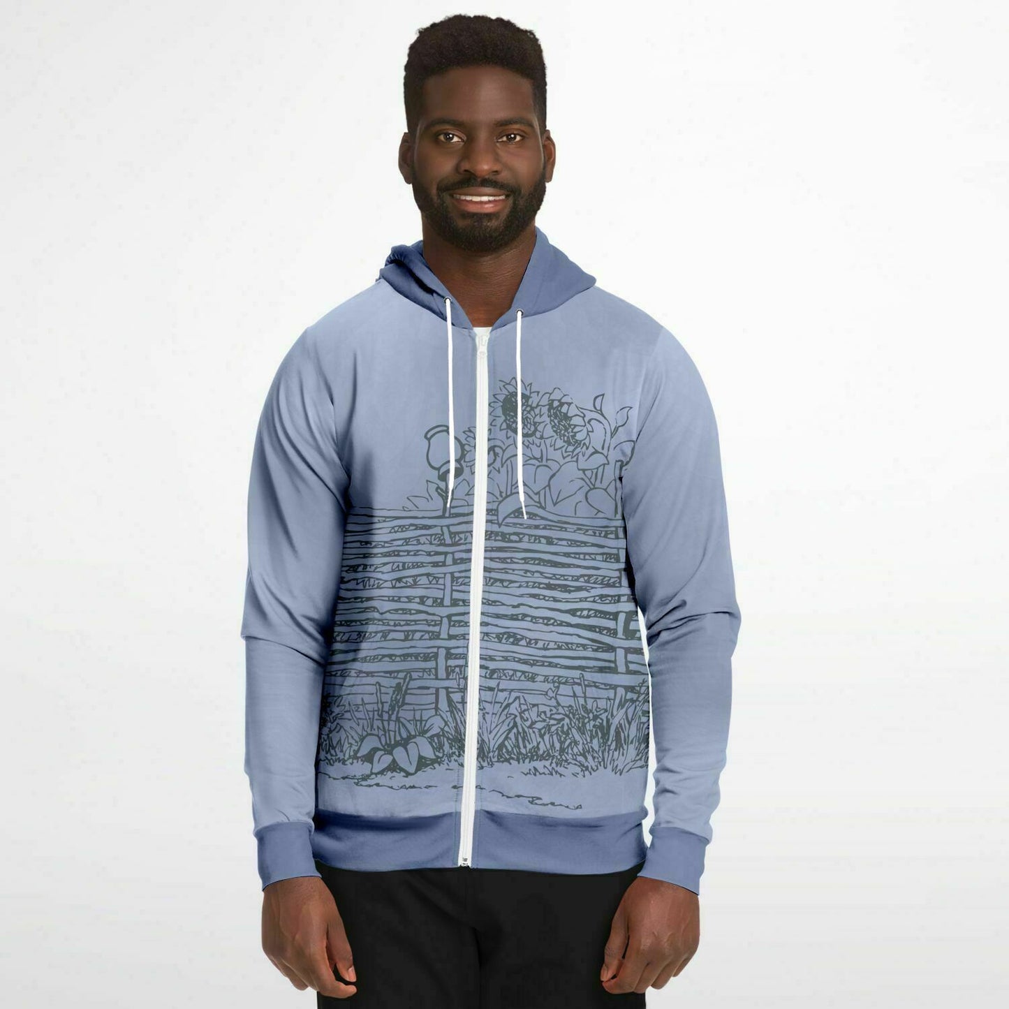 Village Fence Grey Zip Hoodie Unisex