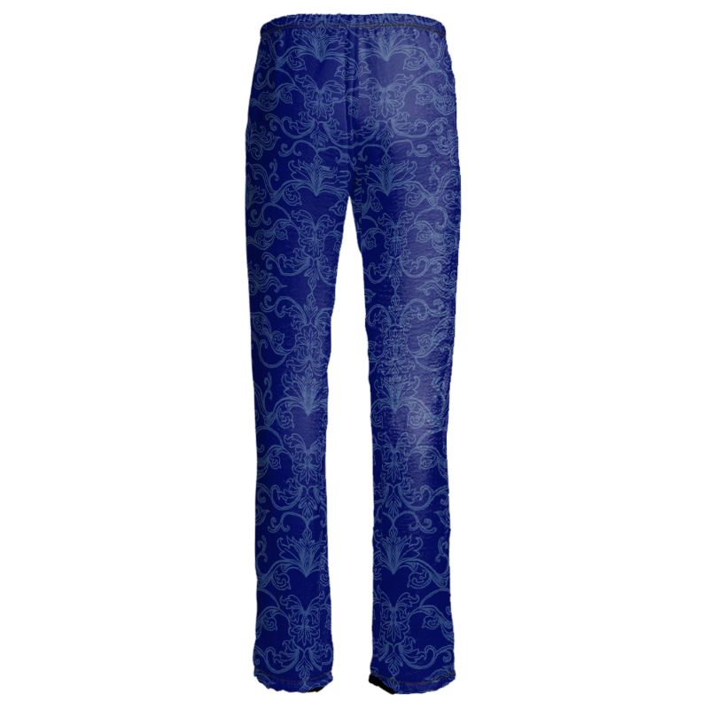 Blue Pattern Velvet Women's Pants