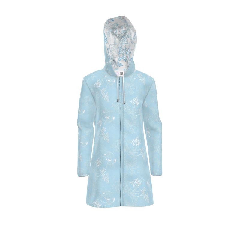 Asian pattern Rain Jacket blue