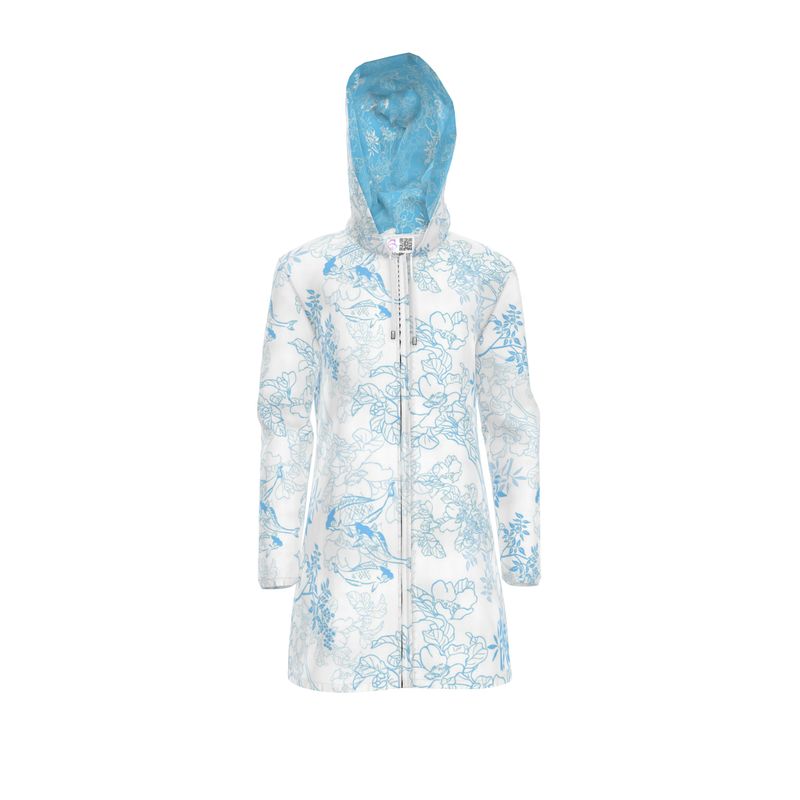 Asian pattern Rain Jacket white