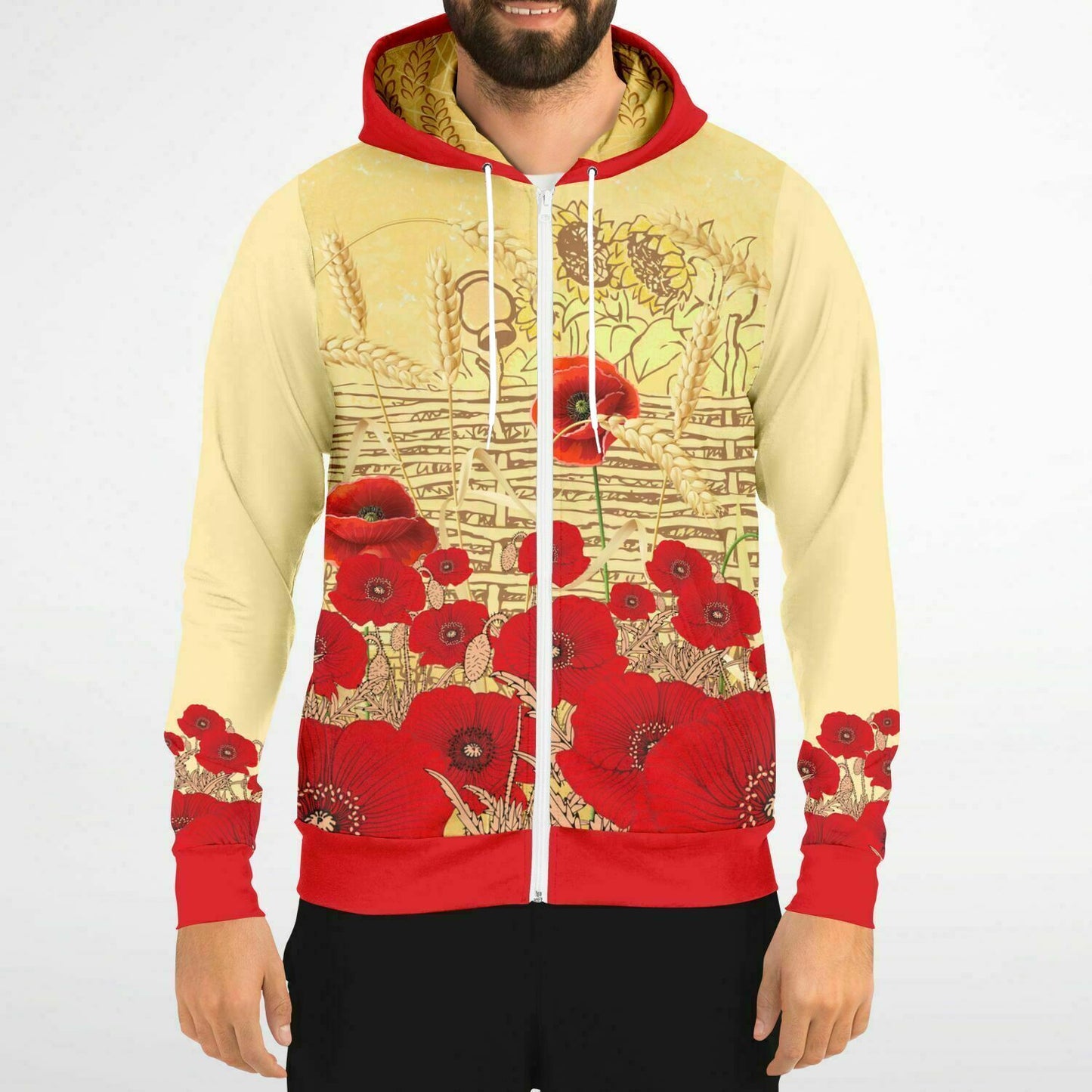 Ukraine Poppies Zip Hoodie