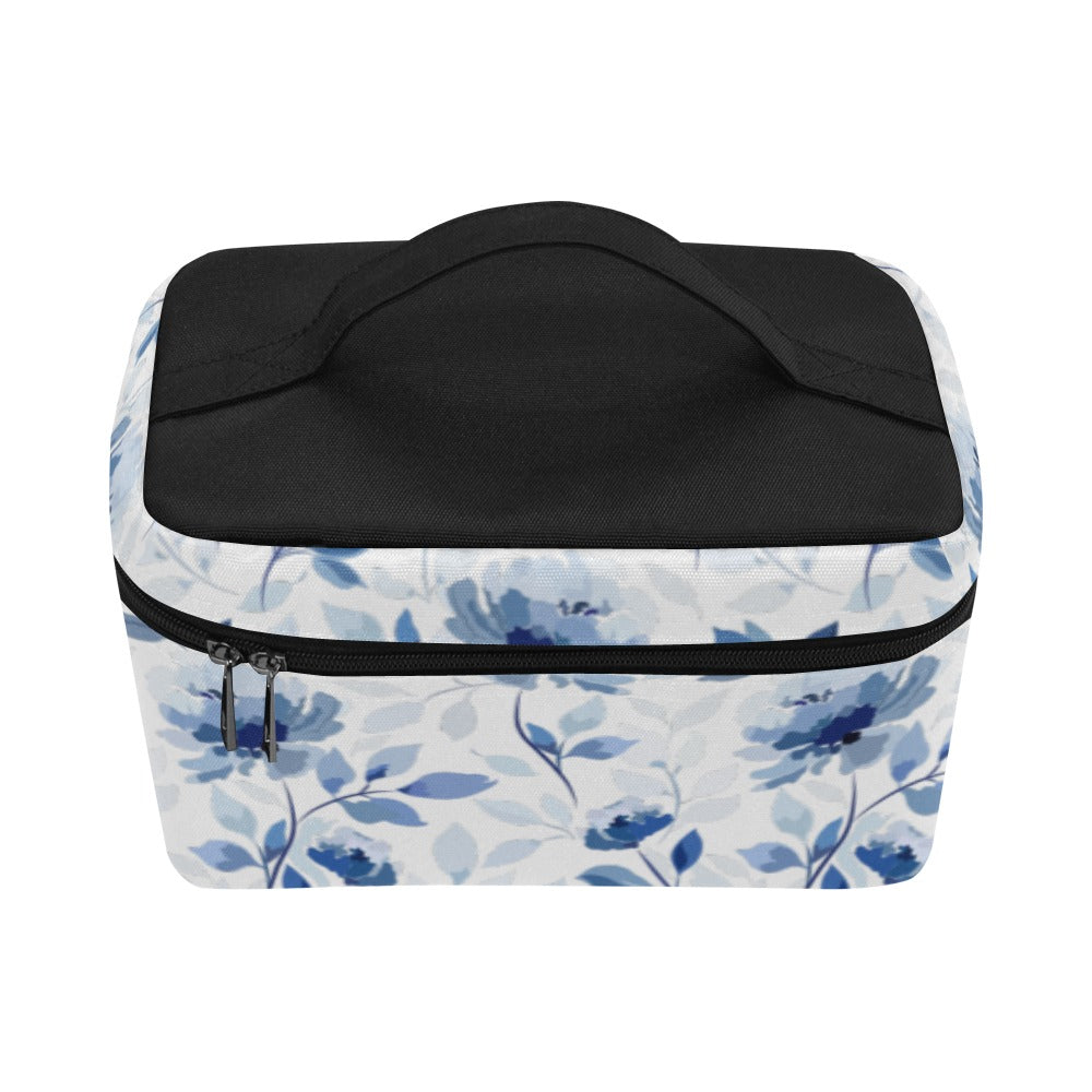 Blue Flowers Cosmetic Bag/Large