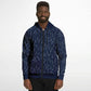 Blue Silver leaves Zip Hoodie