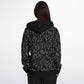 Black Silver Leaves Zip Hoodie - extra bright
