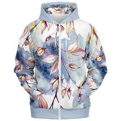 Blue Leaves Zip Hoodie Unisex - custom