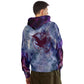 Marble Cotton Hoodie - grey/purple -dark red crane
