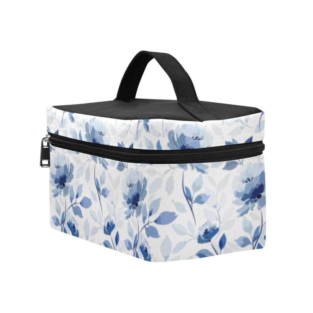 Blue Flowers Cosmetic Bag/Large