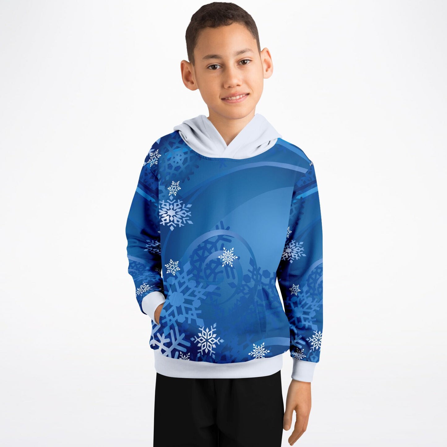 Blue Snowflakes Kids Hoodie 2