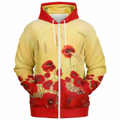 Poppies Zip Hoodie Unisex