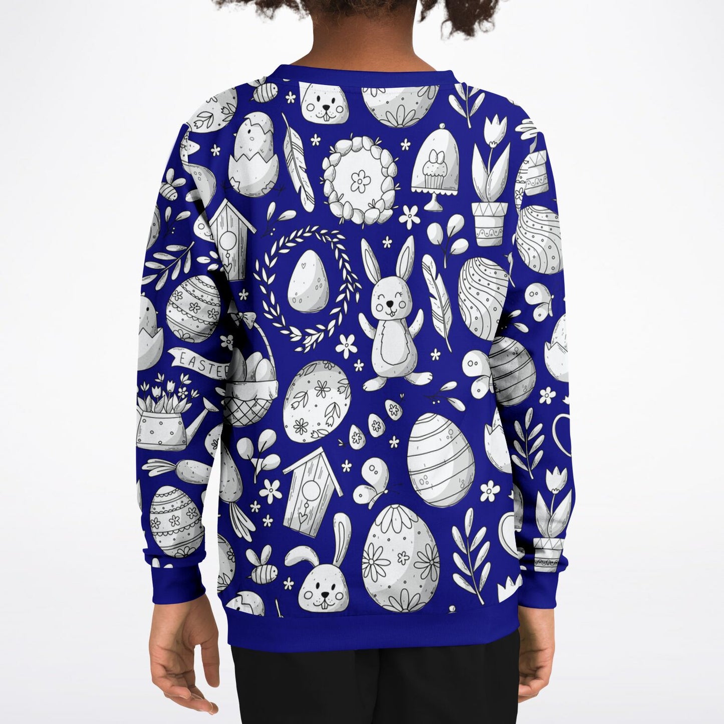 Easter Dark Blue Poly Kids Sweatshirt