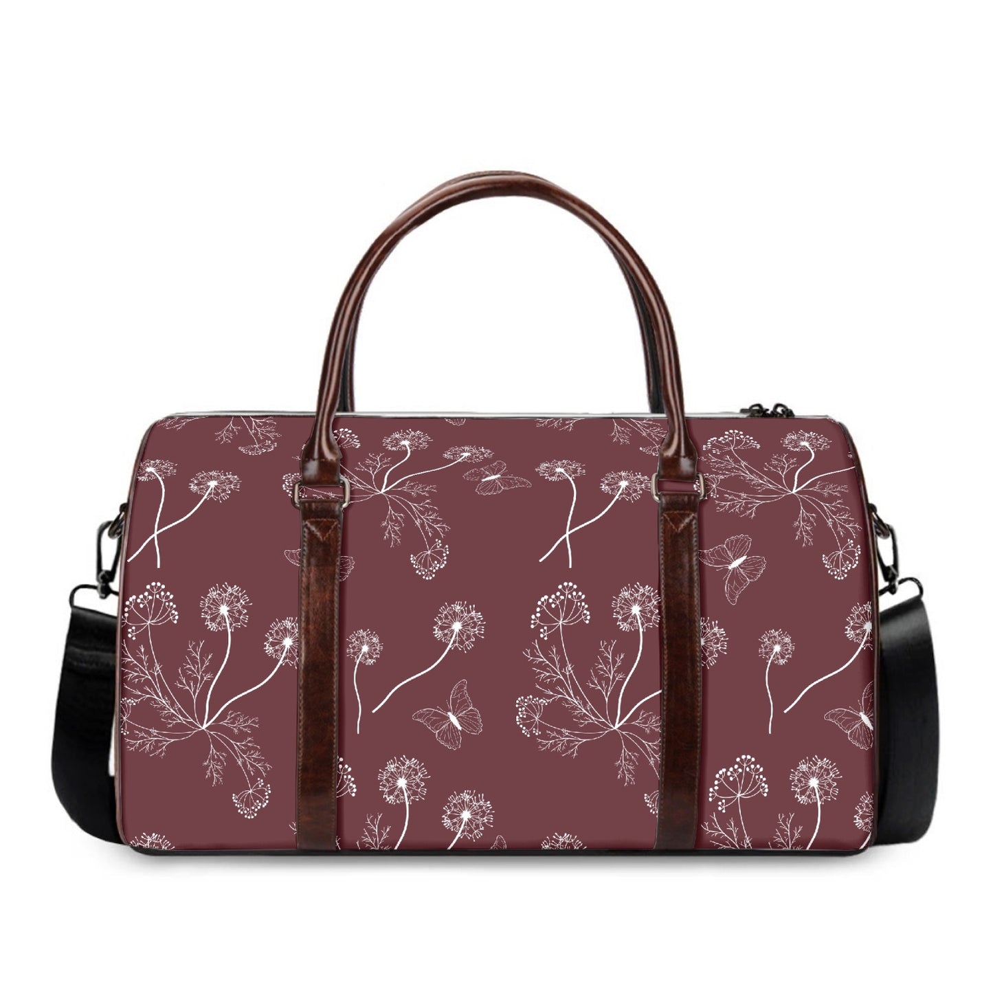 Dandelions Brow Red Travel Handbag (Small and Medium)