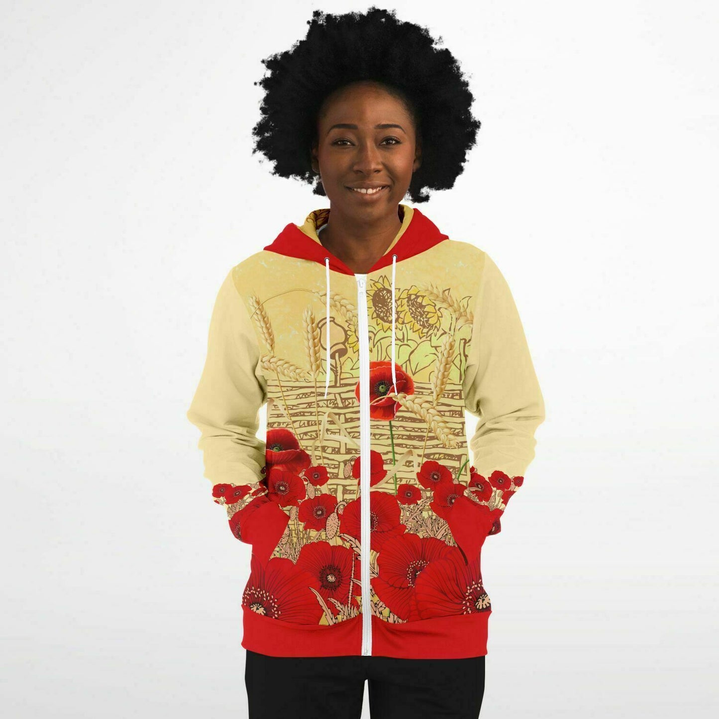 Ukraine Poppies Zip Hoodie