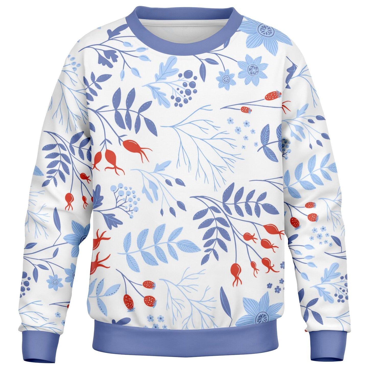Autumn Blue Flowers Kids Sweatshirt