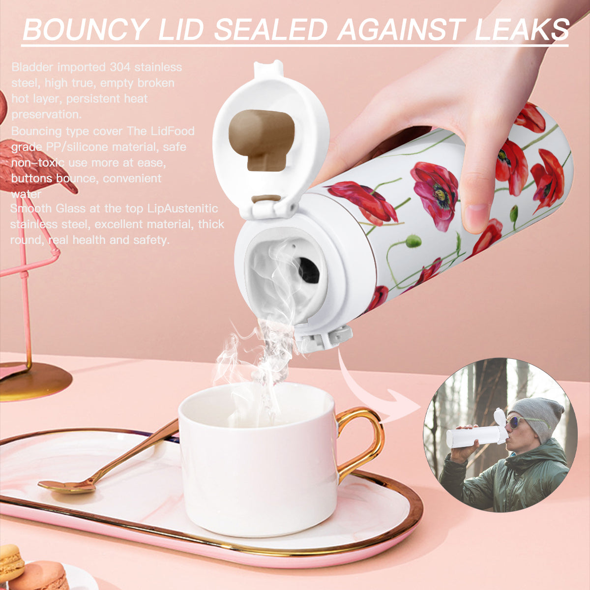 Red Poppies Travel Tumbler (354ml/12oz) | Stainless Steel 304