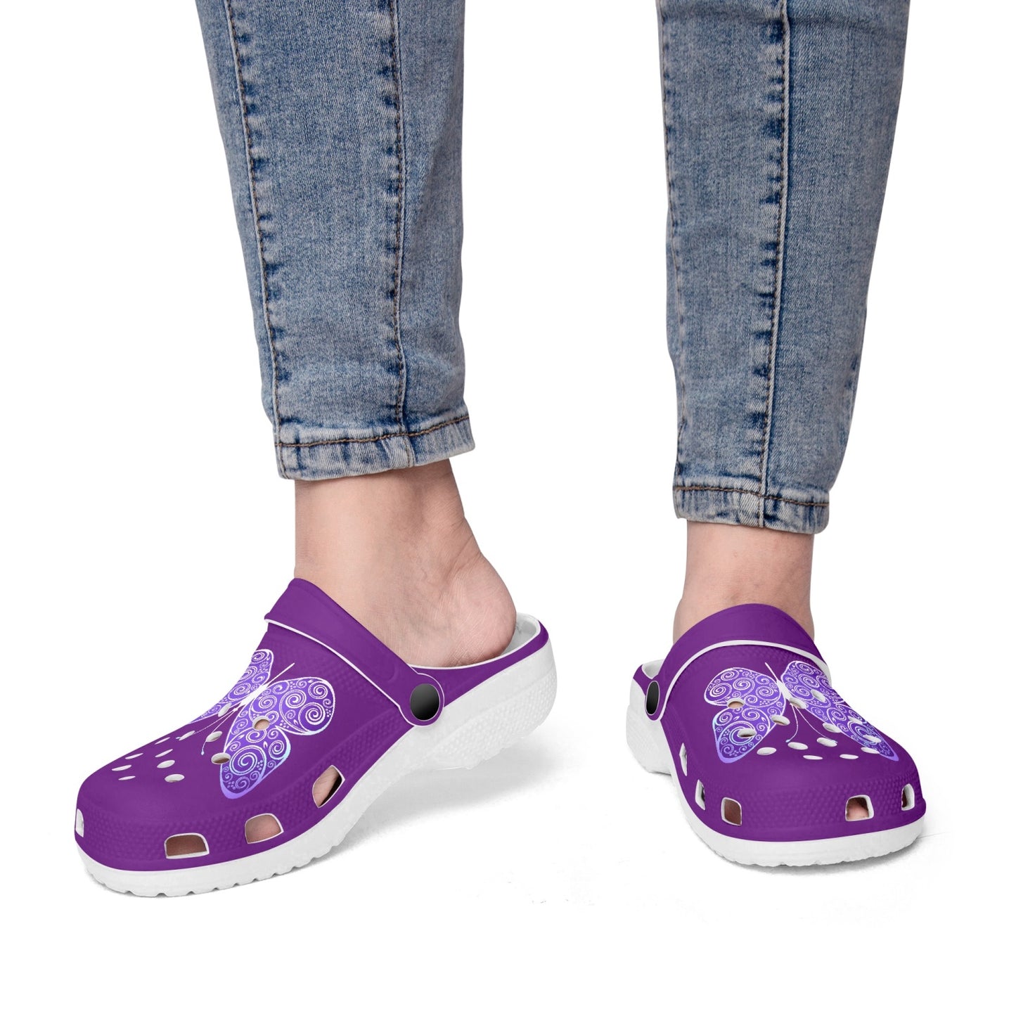 Purple Butterfly Clogs