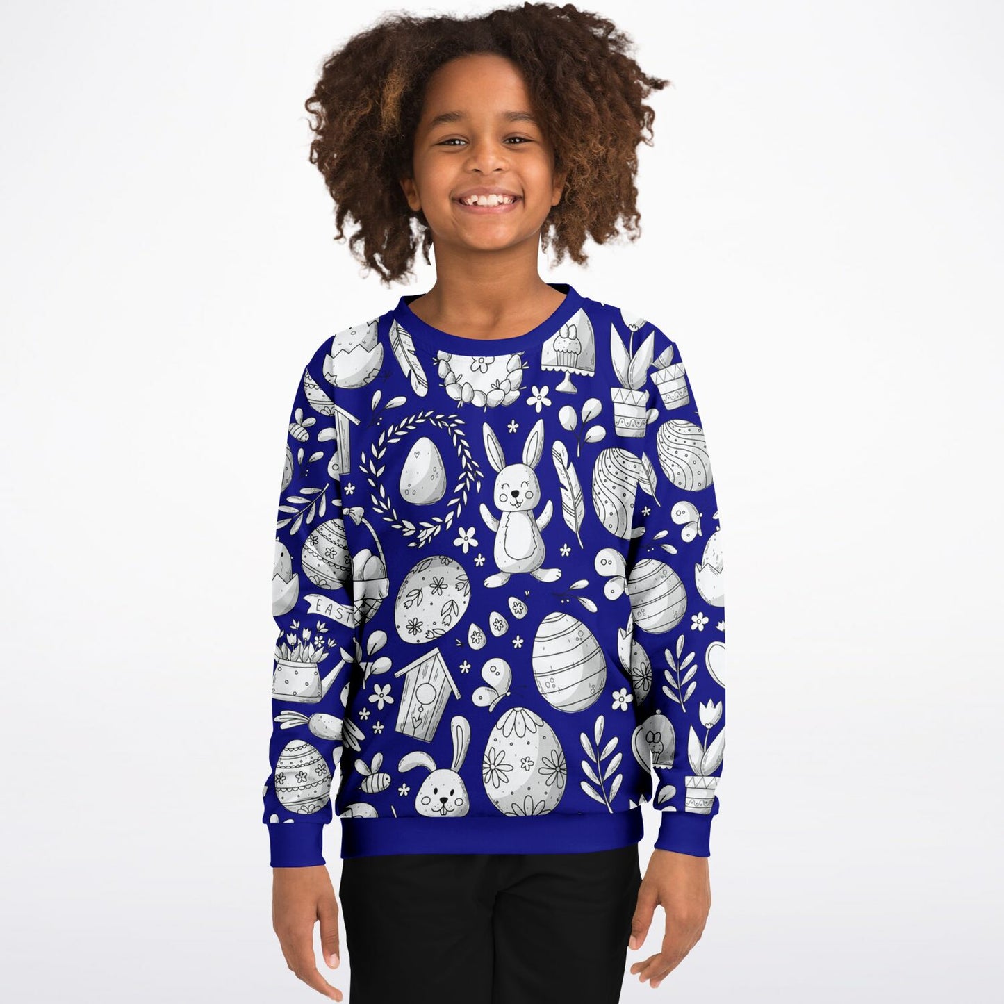 Easter Dark Blue Poly Kids Sweatshirt