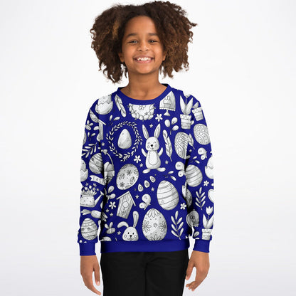 Easter Dark Blue Poly Kids Sweatshirt