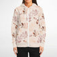 Pale Pink Leaves Zip Hoodie