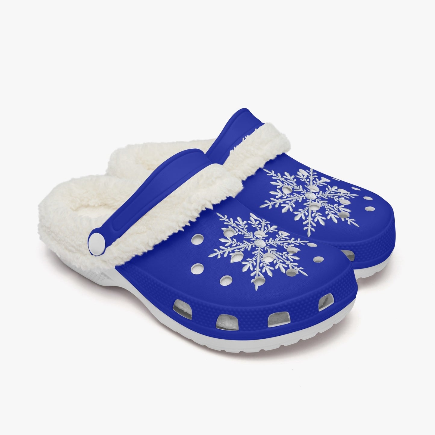 Dark Blue Snowflakes Lined Clogs (Big Kids to Adult Sizes)