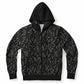 Black Silver Leaves Zip Hoodie - extra bright