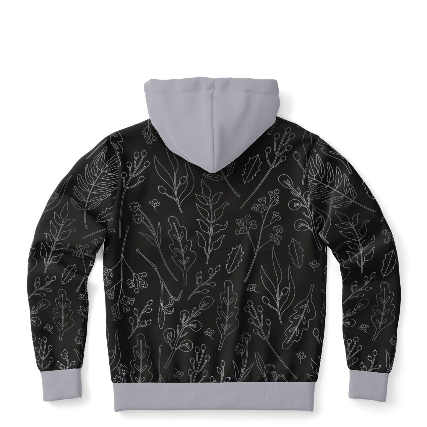 Black-Silver Zip Hoodie Unisex - silver hood