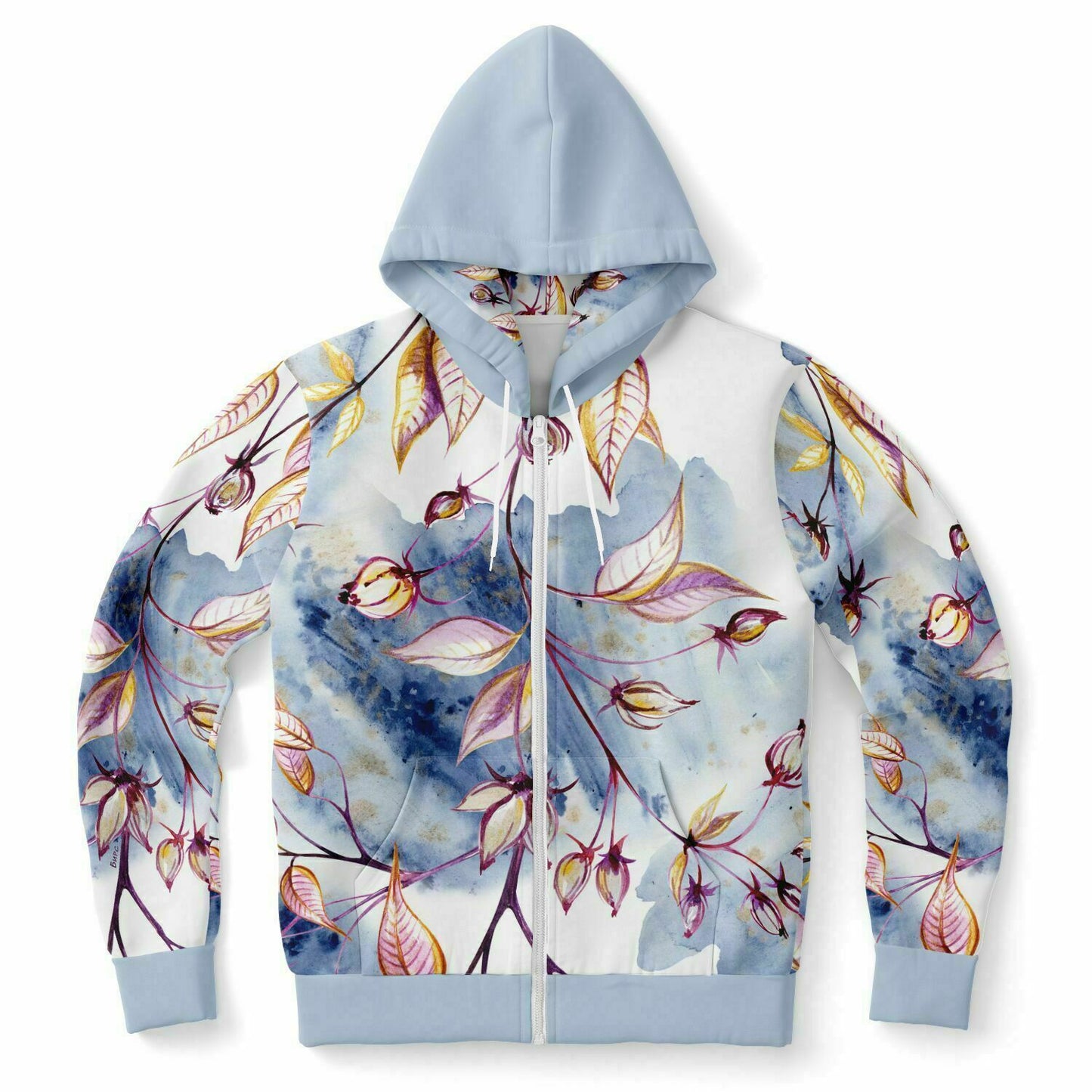Blue Leaves Zip Hoodie Unisex - custom