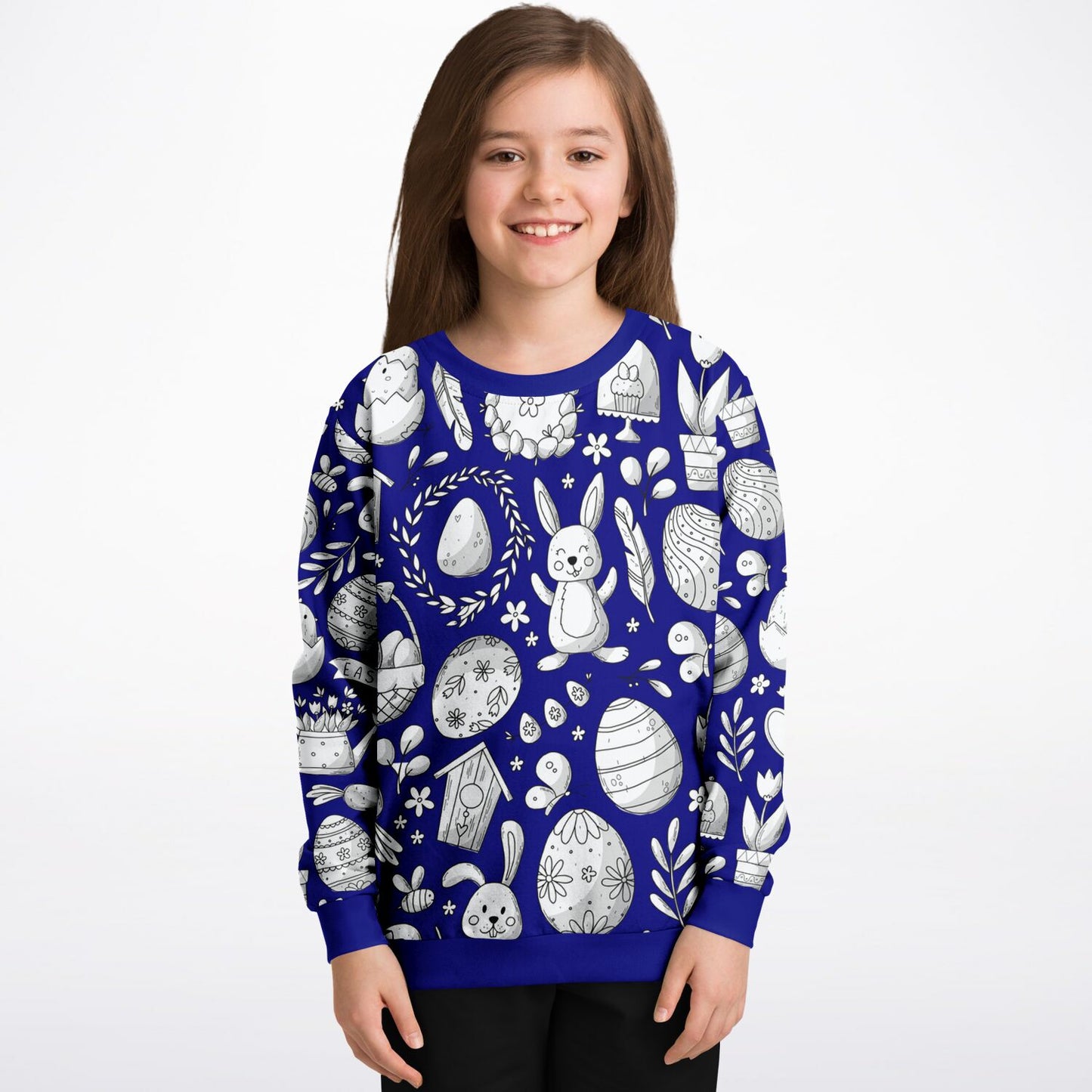 Easter Dark Blue Poly Kids Sweatshirt