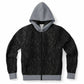 Black-Silver Leaves Zip Hoodie Unisex - silver hood 2