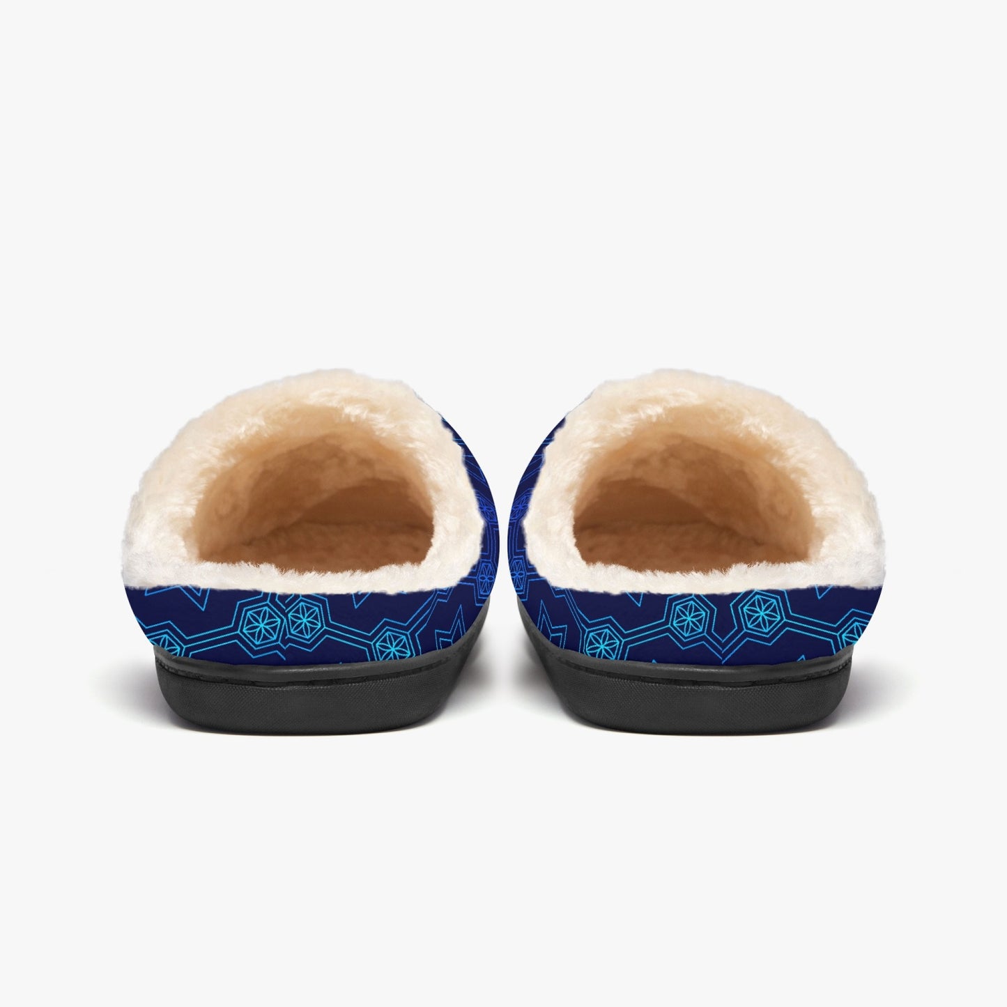 Blue Geometric Pattern 2 Lined Bedroom Slippers