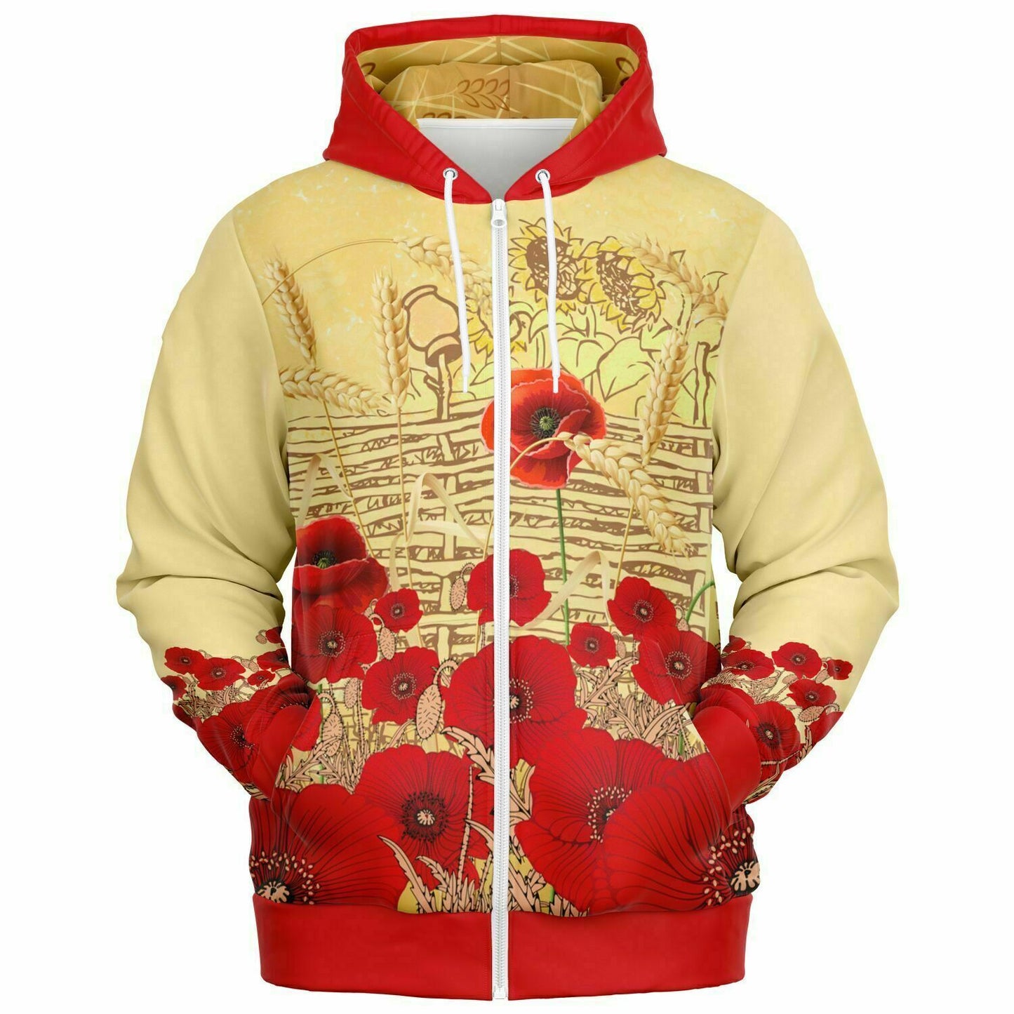 Ukraine Poppies Zip Hoodie