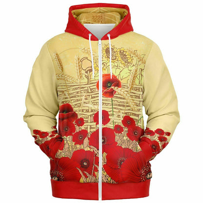 Ukraine Poppies Zip Hoodie