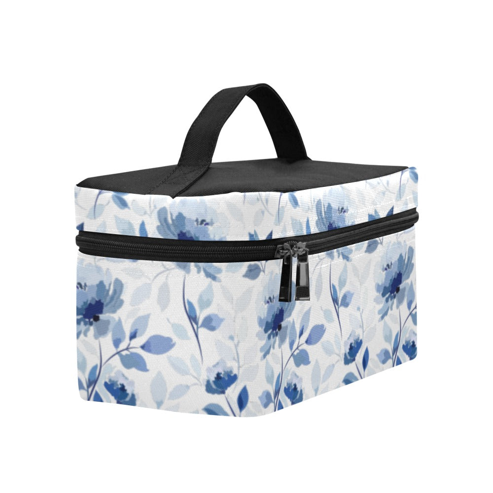Blue Flowers Cosmetic Bag/Large