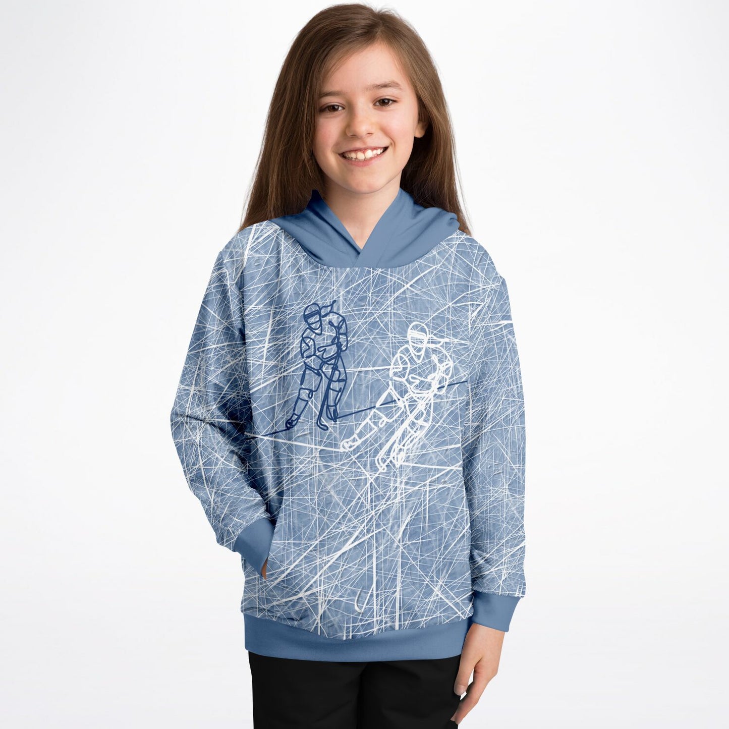 Grey-blue Ice Hockey Kids Hoodie