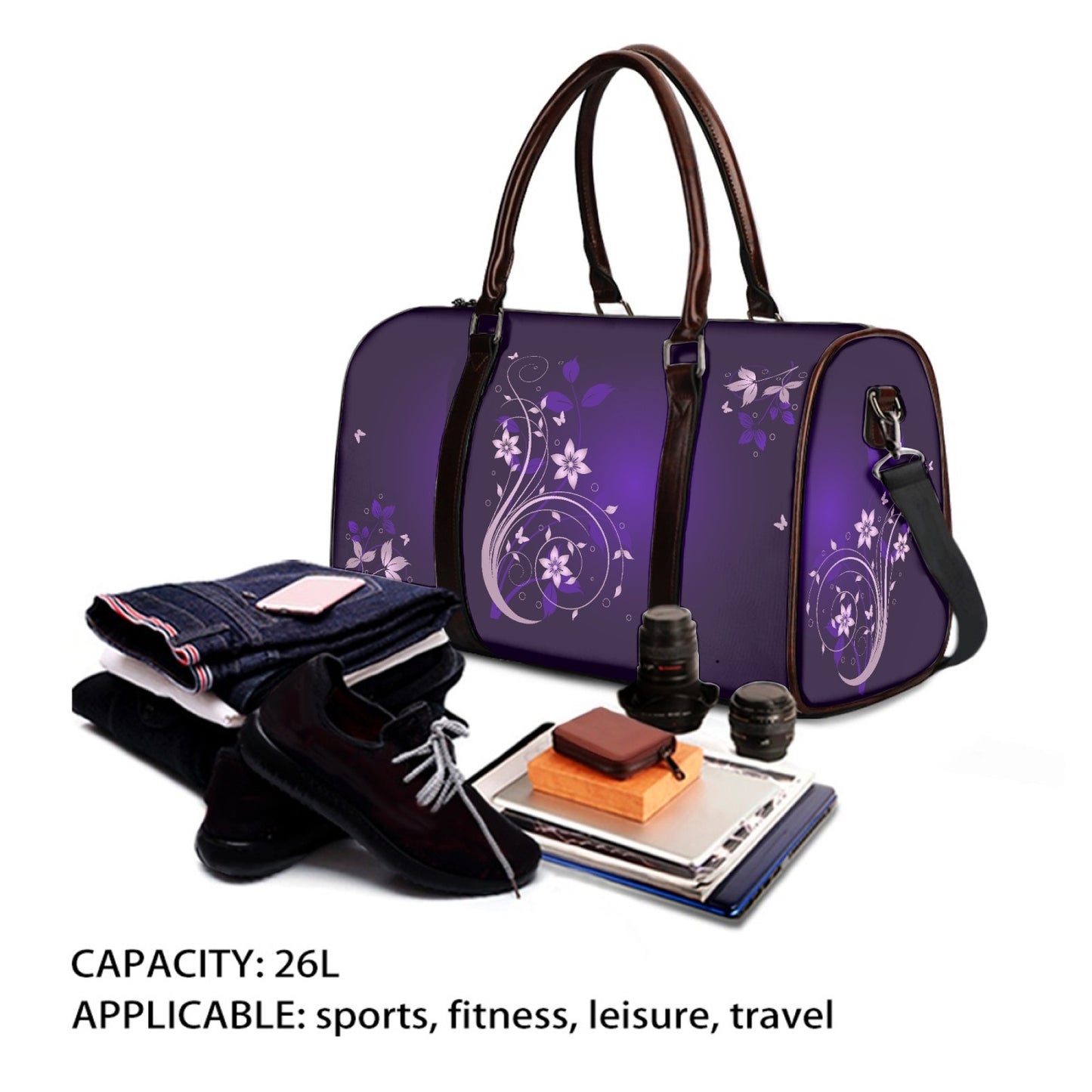 Purple Flower Swirl Travel Bag (Small and Medium)