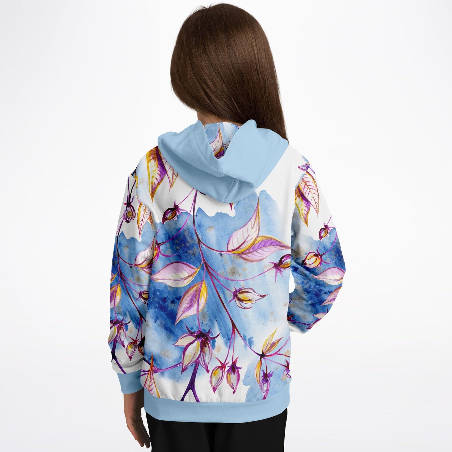 Bright Blue Leaves Kids Hoodie