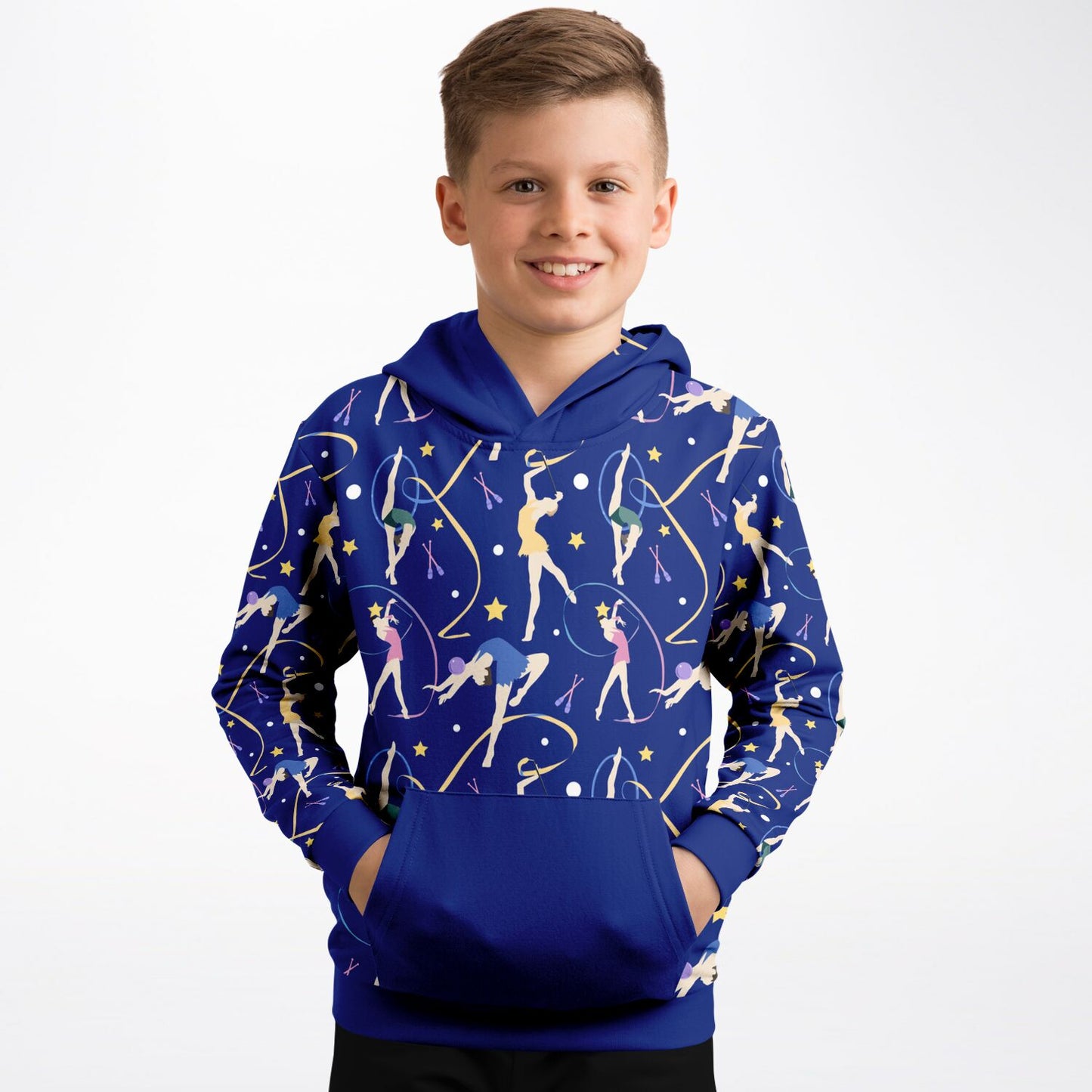 Blue Gymnastics Girl Kids Hoodie
