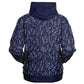 Blue Silver Leaves Zip Hoodie - extra bright