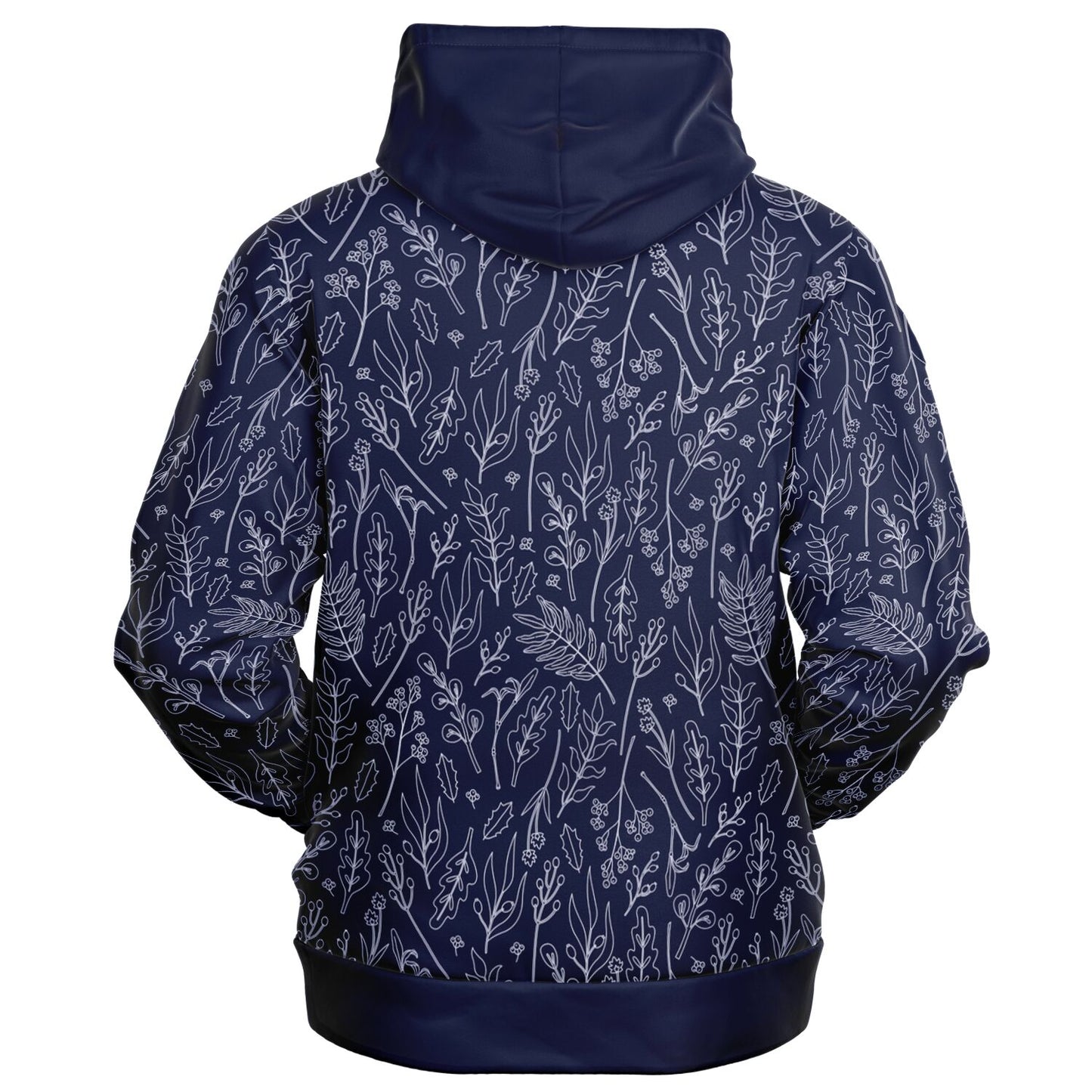 Blue Silver Leaves Zip Hoodie - extra bright