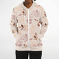 Pale Pink Leaves Zip Hoodie