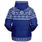 Dark Blue Deer Pattern Zip Hoodie Unisex