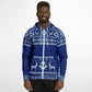 Dark Blue Deer Pattern Zip Hoodie Unisex