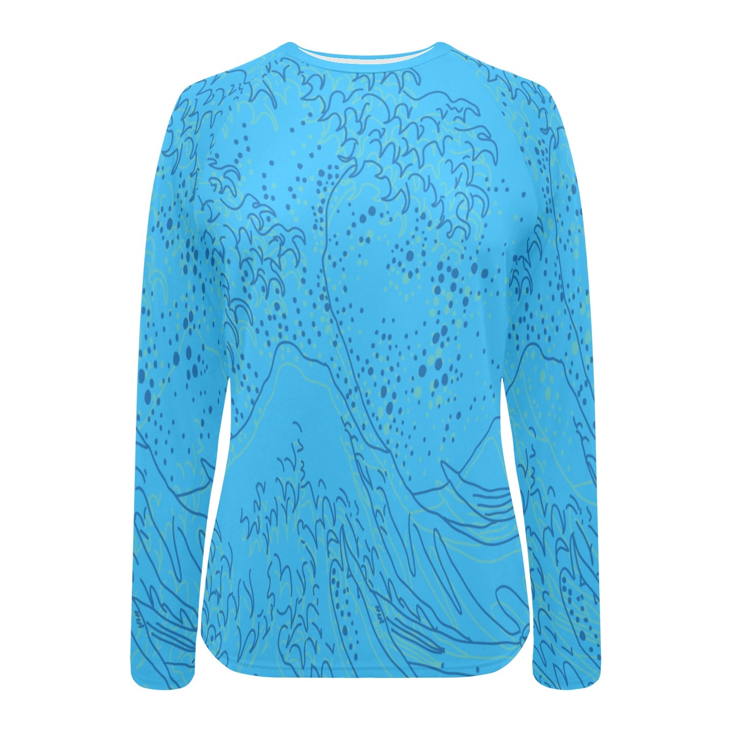 Bright Blue and Green Waves Women's Swim Shirt